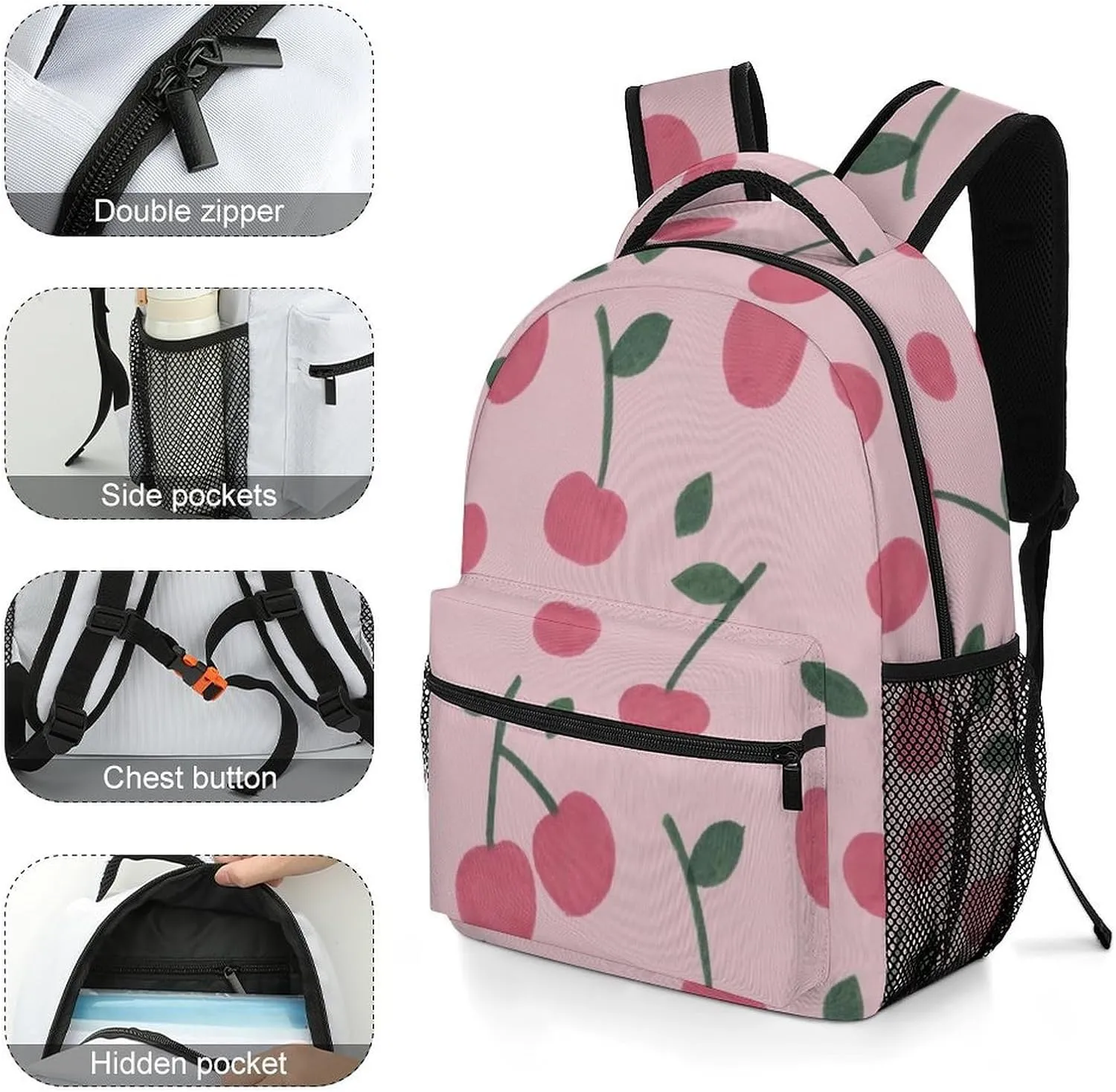 17 Inch Backpack Pattern Of The Cherry Laptop Backpack Shoulder Bag School Bookbag Casual Daypack