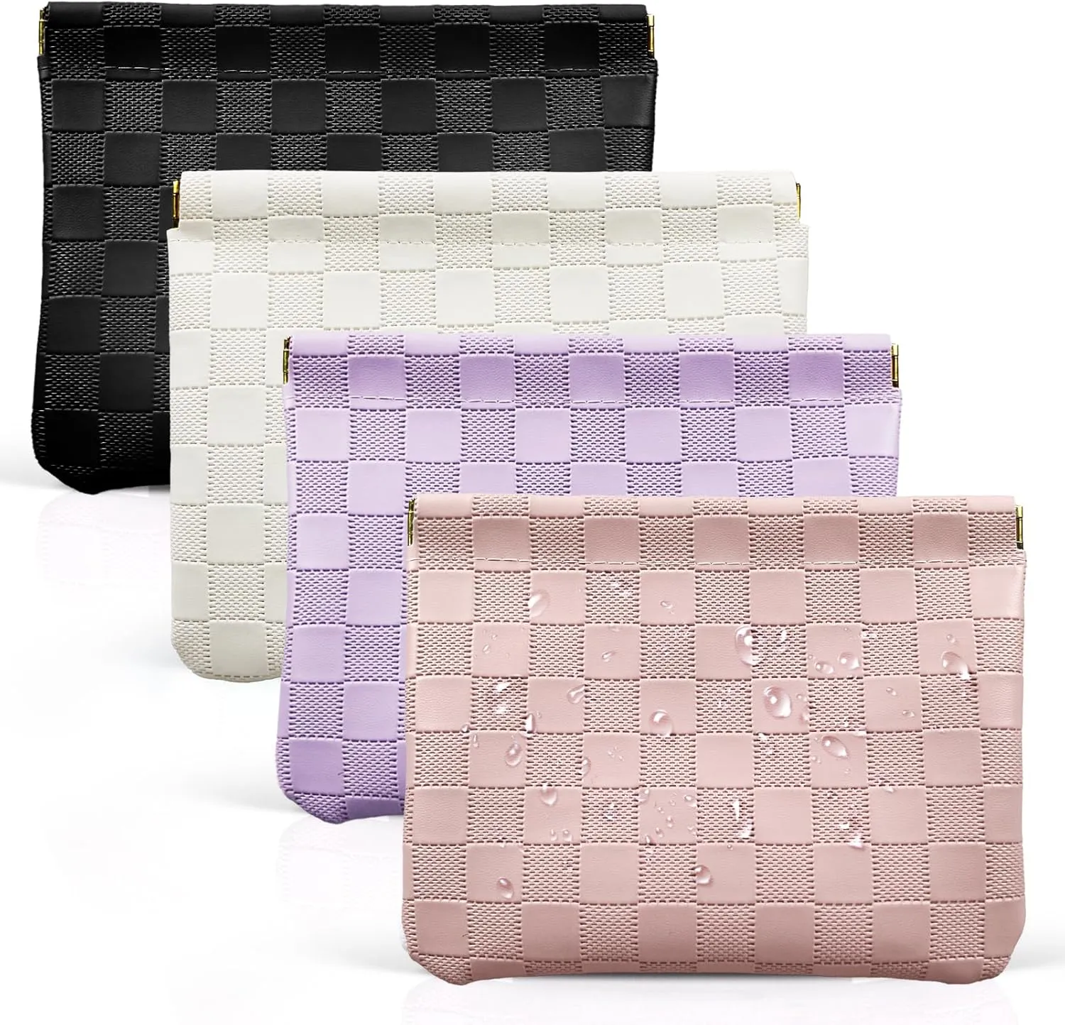 7.09x5.51 Small Pouches for Purse, New 4PCS Checkered Magnetic Mini Makeup Bag, Purse Organizers for Inside Large Storages, Organize Cosmetic, Lipstick, Jewelry, Coins in Women's Handbag