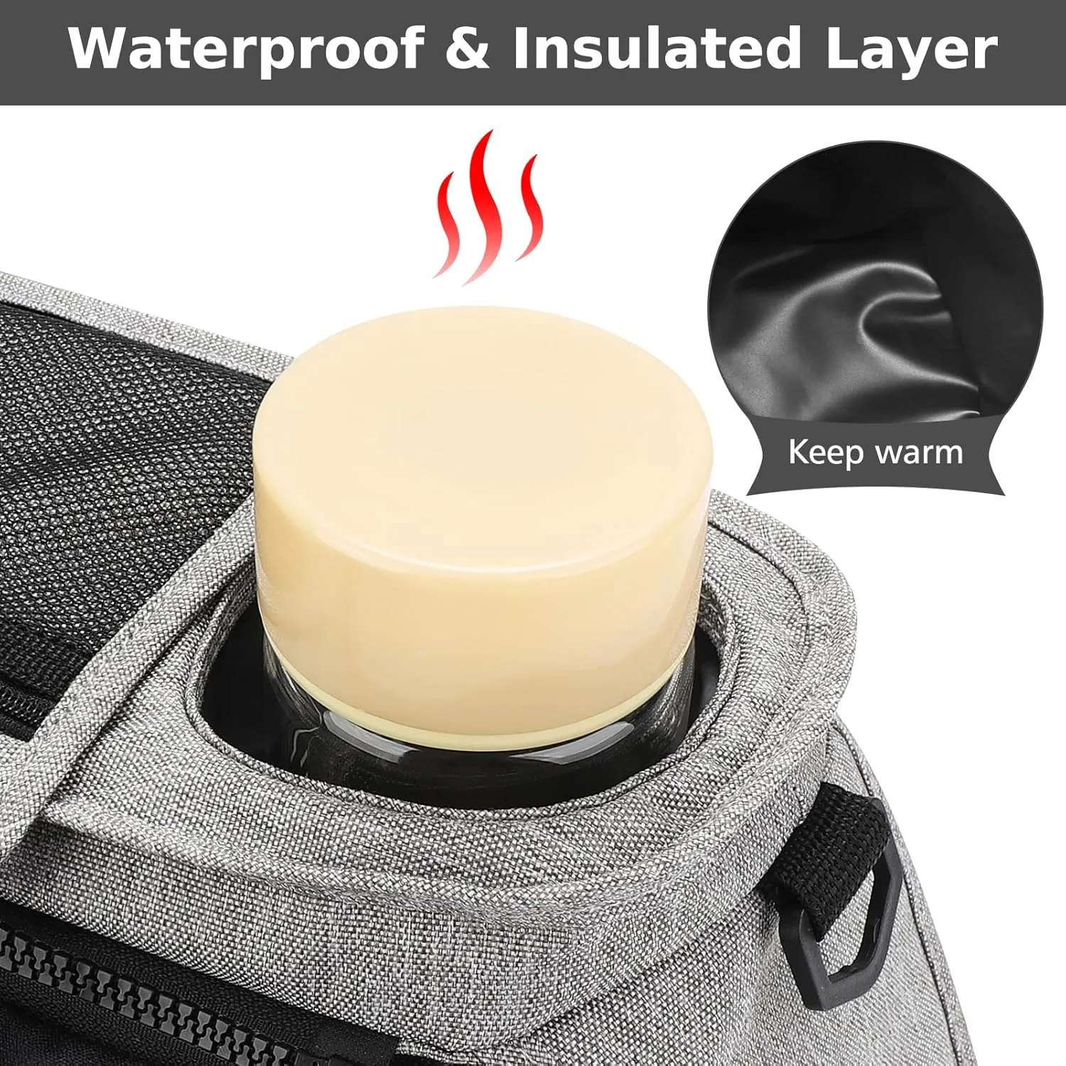 Accmor Universal Stroller Organizer with Insulated Cup Holders, Detachable Phone Bag and Shoulder Strap, Fits Uppababy, Baby Jogger, Britax Strollers, Grey   Black Pocket