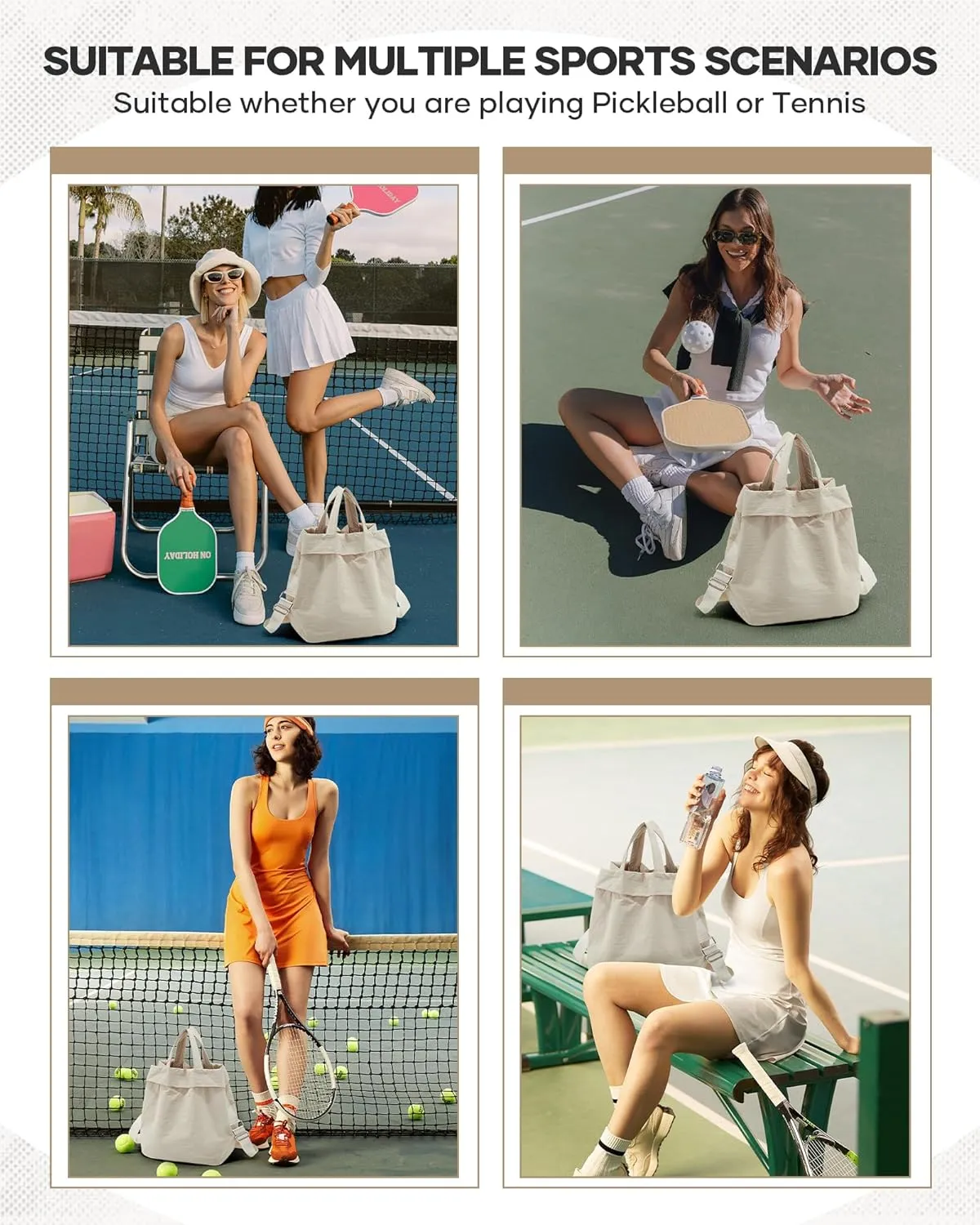 Adult Unisex Pickleball Bags Crossbody Sports Bag Pink Modern Sling Satchel Nylon 3 Sections 15.5 Inches