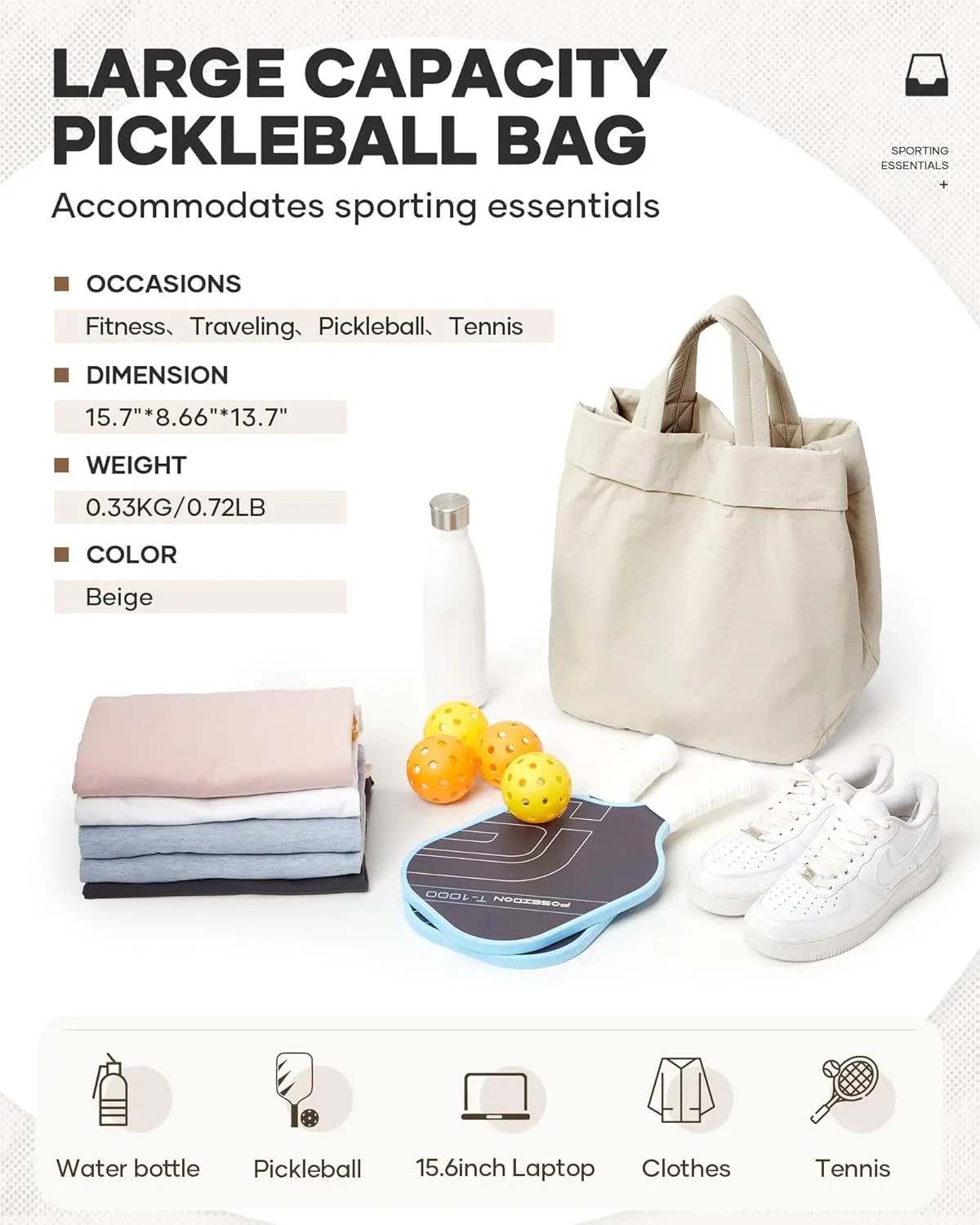 Adult Unisex Pickleball Bags Crossbody Sports Bag Pink Modern Sling Satchel Nylon 3 Sections 15.5 Inches