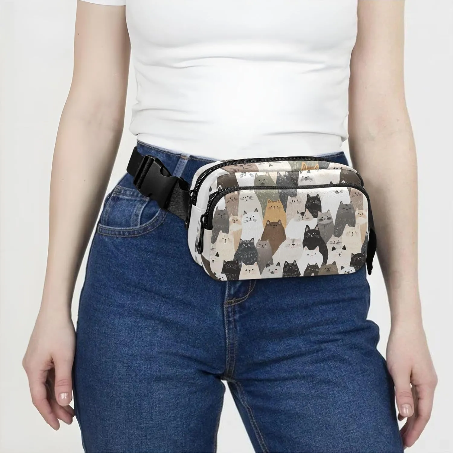 Aesthetic Ragdoll Cats Fashionable Waist Bag Fanny Pack for Women Men Teens Multipurpose Sling Bag Travel Accessory with Adjustable Strap for Workout Running Hiking