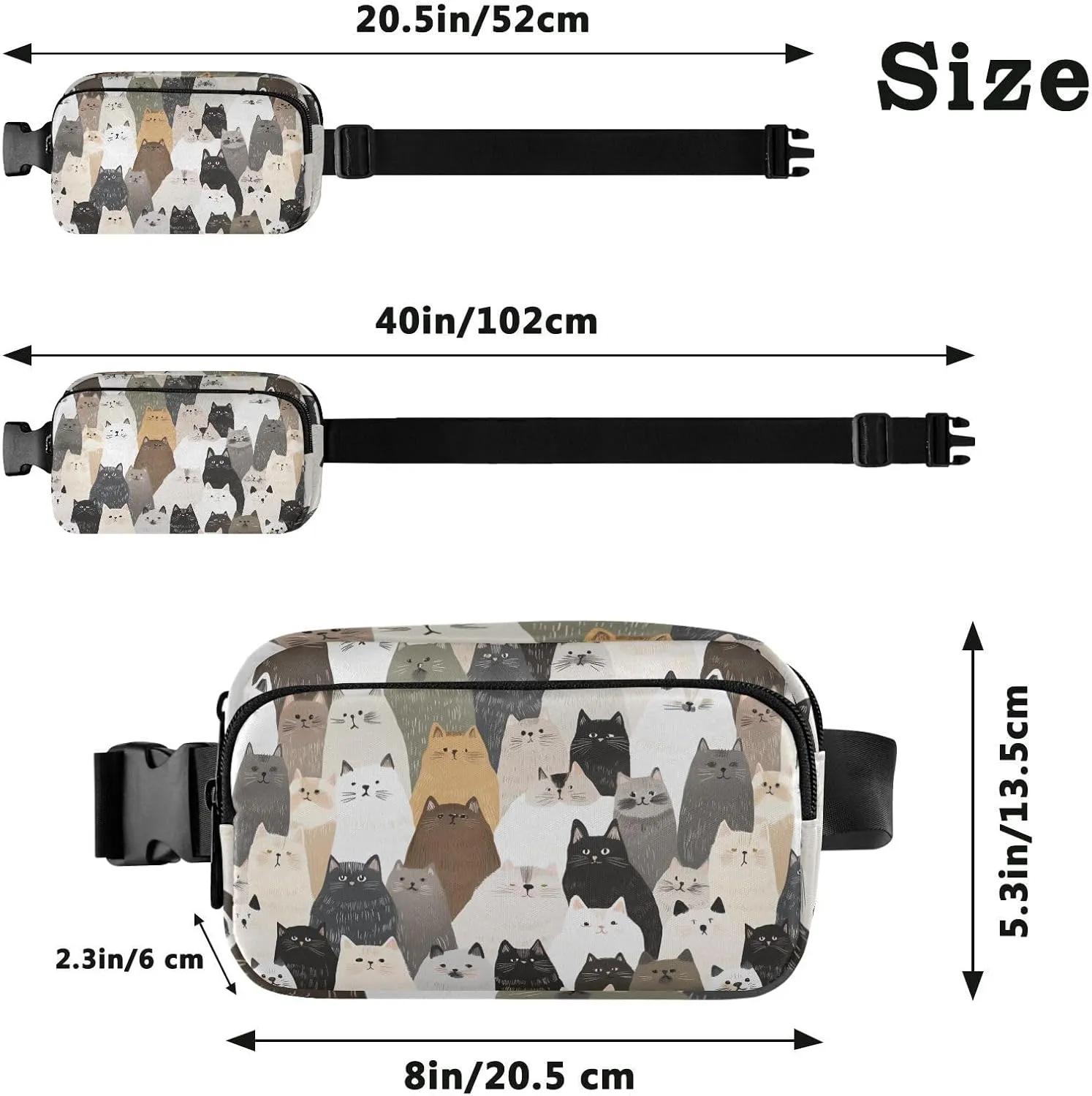 Aesthetic Ragdoll Cats Fashionable Waist Bag Fanny Pack for Women Men Teens Multipurpose Sling Bag Travel Accessory with Adjustable Strap for Workout Running Hiking