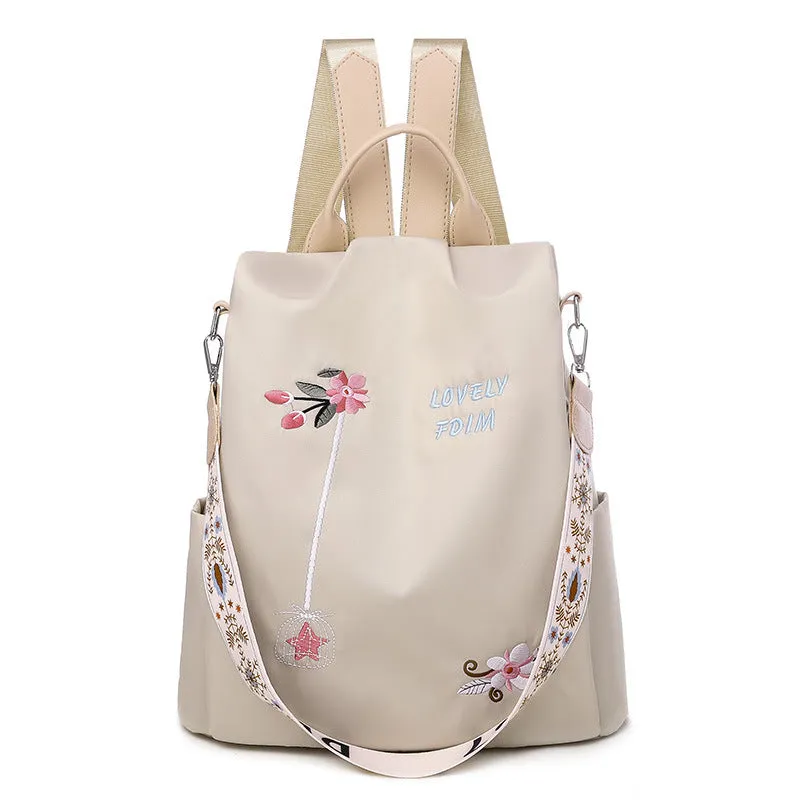 Anti-Theft Backpack Embroidered Commuter Oxford Bag Large Capacity Travel Bag
