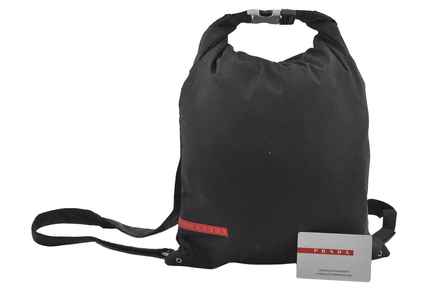 Authentic PRADA Sports PIUMA LATEX Nylon Leather Backpack B9094 Black 5364I