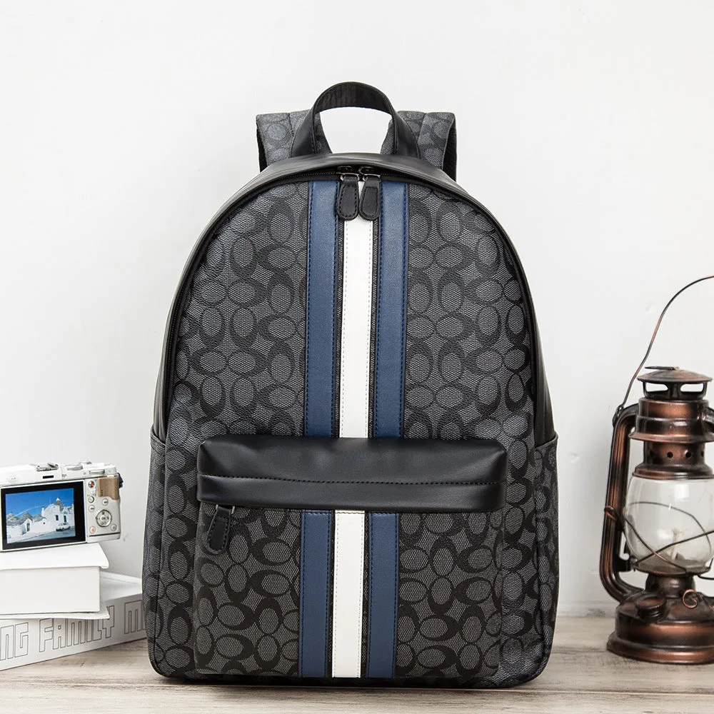 Backpack 2022 Retail New  Men's  Leather Fashion Trendy Patchwork Contrast Color  Travel Bag
