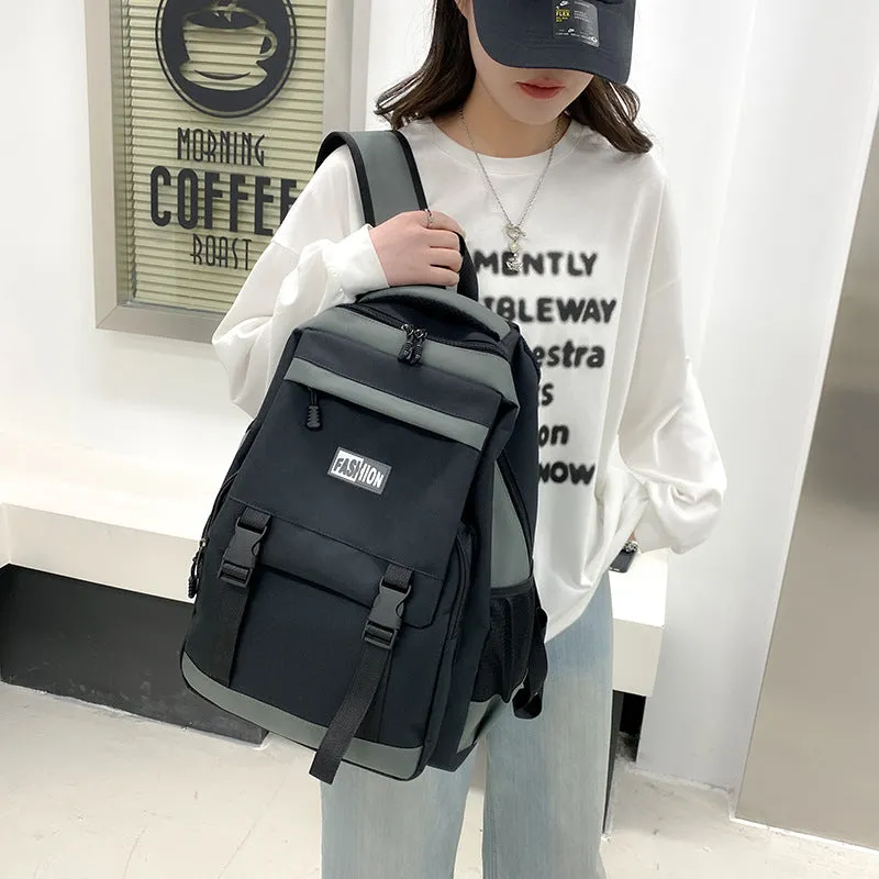 Backpack Color Matching Large Capacity Men's New  Fashion Simple Travel Leisure Laptop  Junior High School Student Schoolbag
