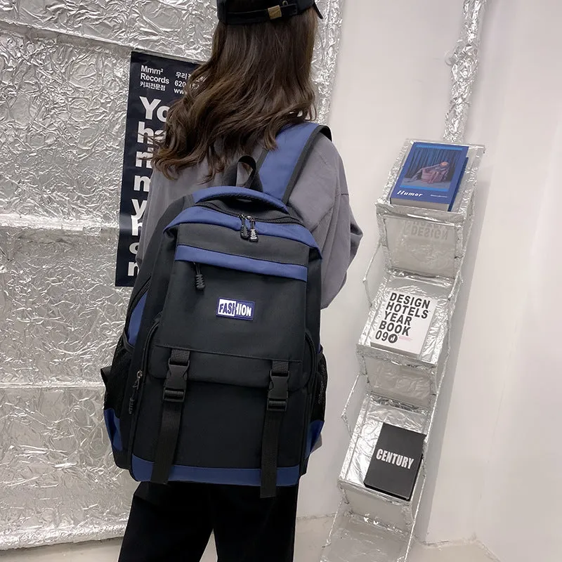 Backpack Color Matching Large Capacity Men's New  Fashion Simple Travel Leisure Laptop  Junior High School Student Schoolbag