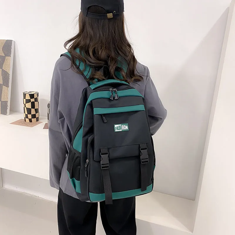 Backpack Color Matching Large Capacity Men's New  Fashion Simple Travel Leisure Laptop  Junior High School Student Schoolbag