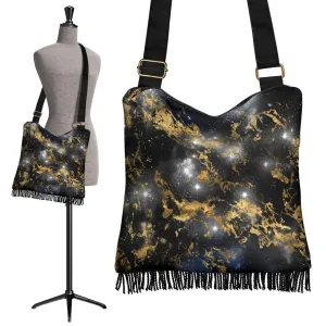 Boho Bag (Canvas) - Watercolor Marble Galaxy #6 | Hobo Slouchy Bag Crossbody, Shoulder Bags for Women Hobo, Pattern Hobo Bag