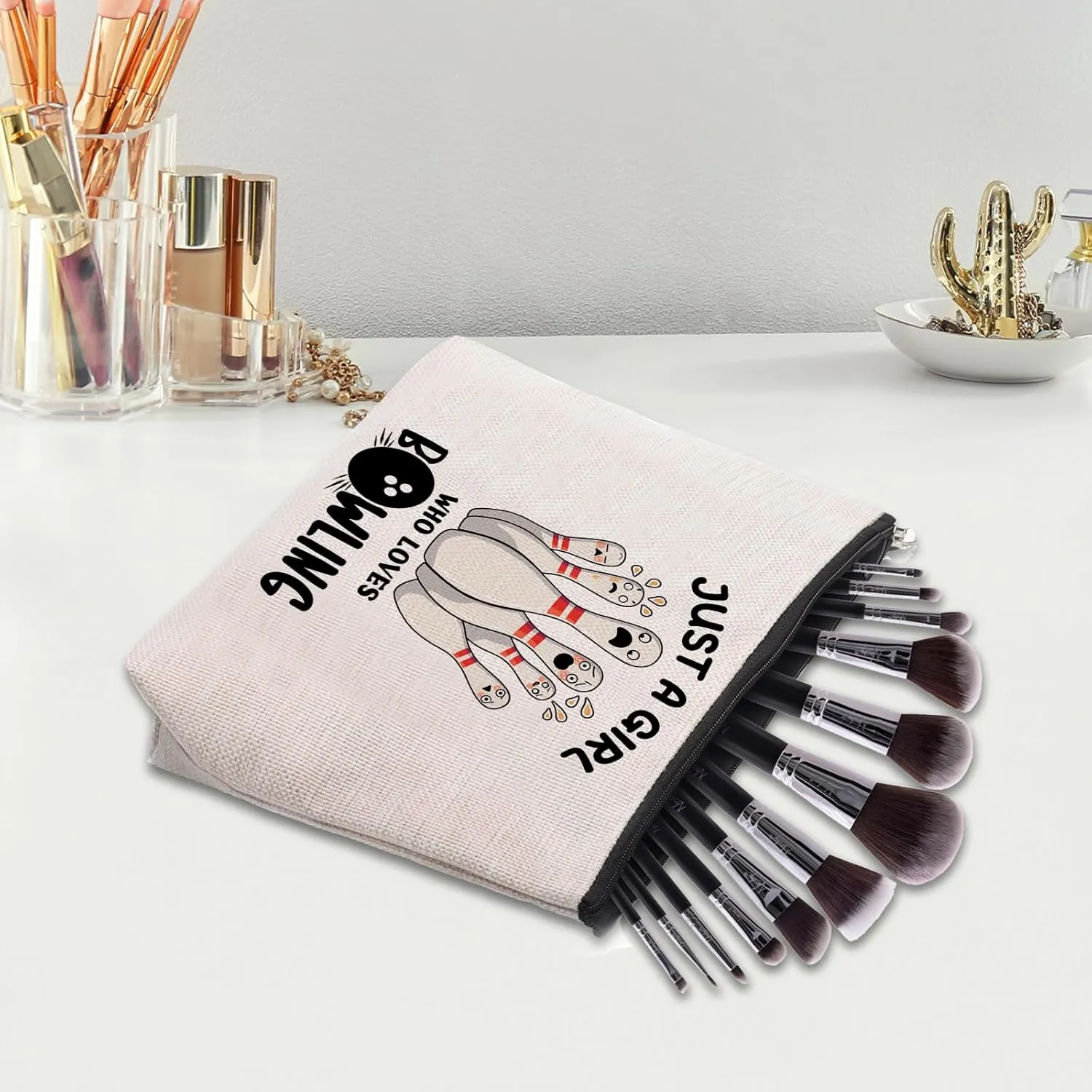Bowling Accessories Makeup Bag, Bowling Gifts for Women, Party Favors Bags, Lover Stuff Birthday Gifts Cosmetic Makeup Bag Pouch
