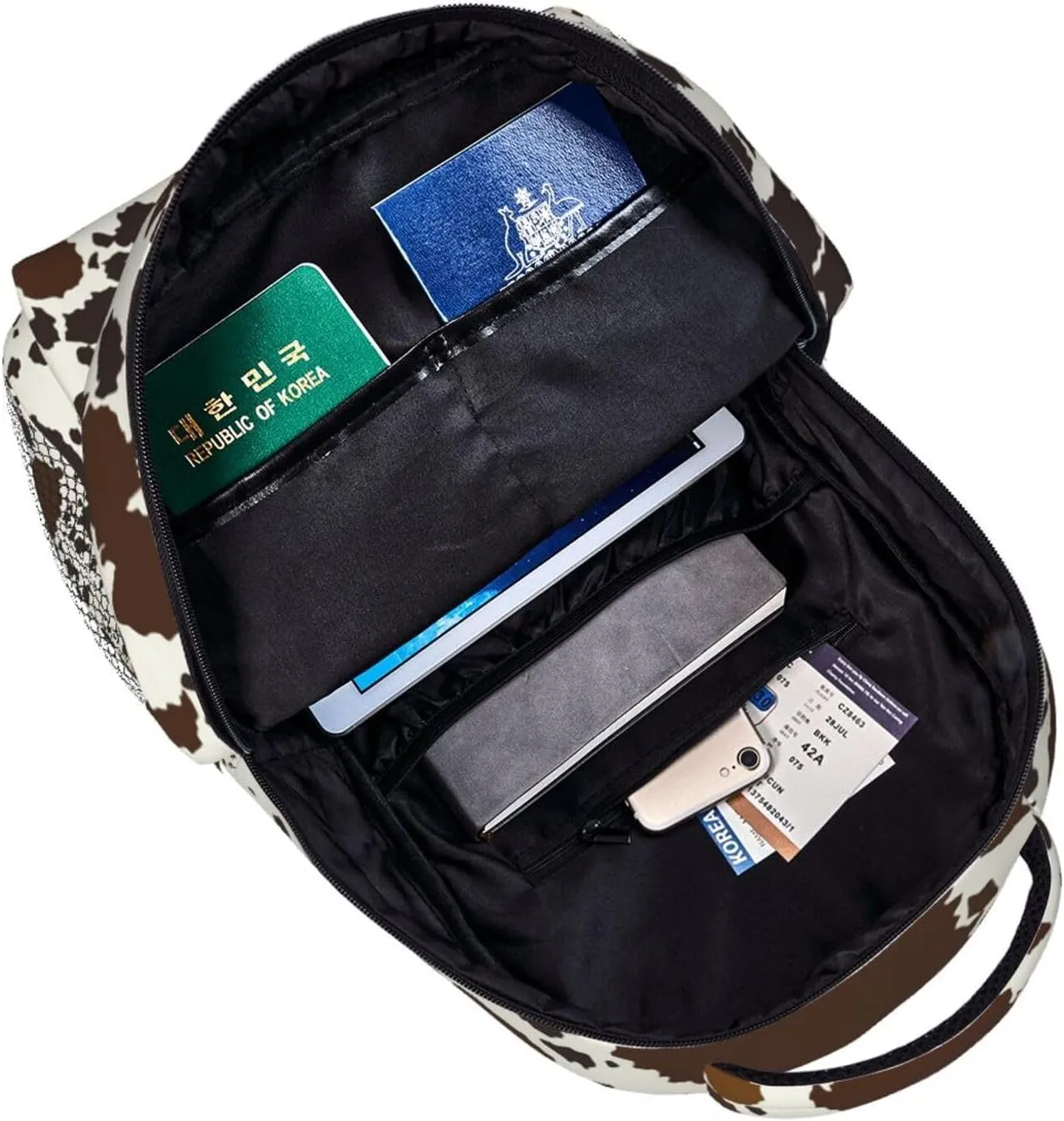 Brown Cow Print Backpack For School Laptop Bags Bookbag Big Casual Daypack For Student Girls Boys Kids Teens Travel Sports Work