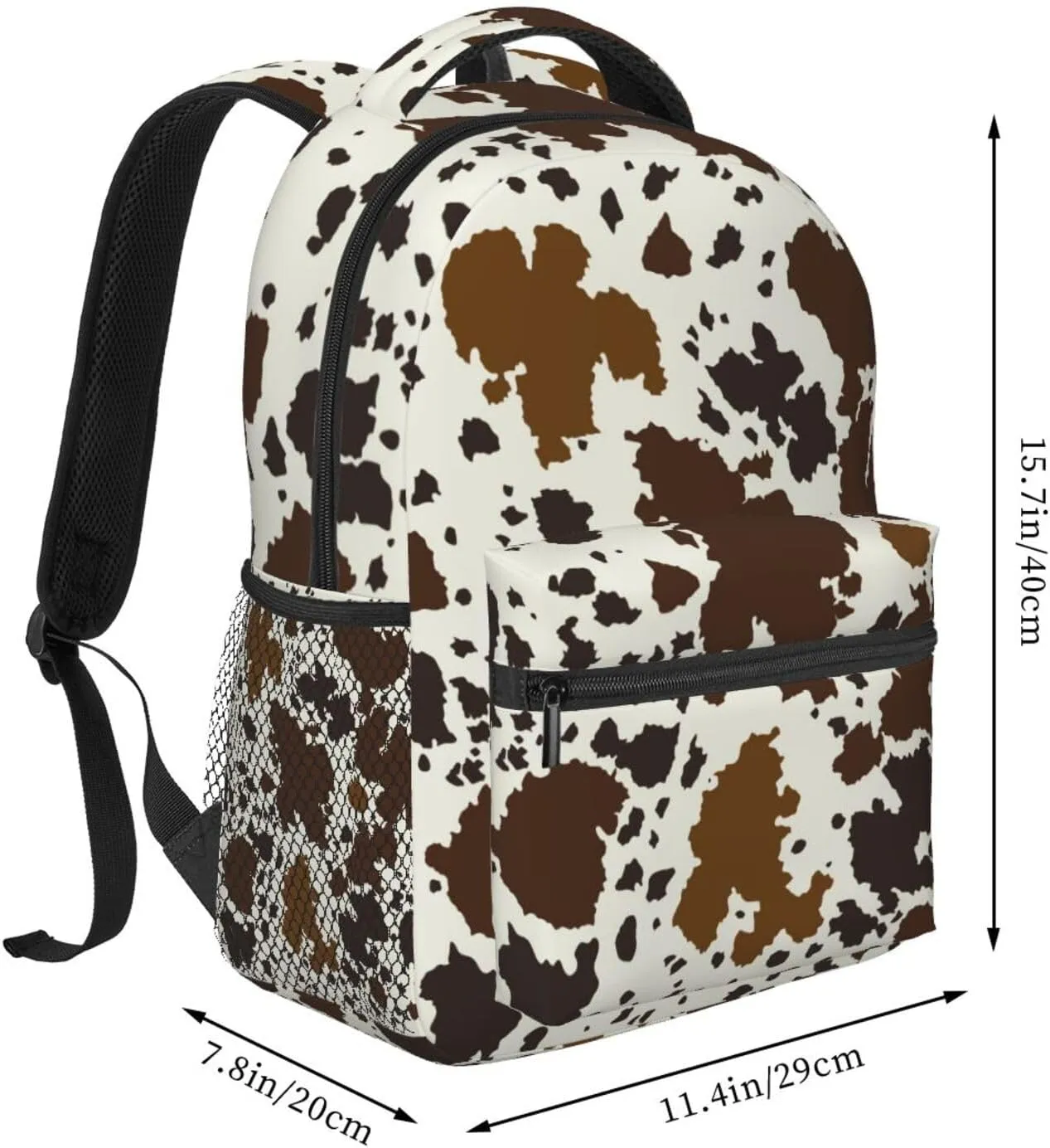 Brown Cow Print Backpack For School Laptop Bags Bookbag Big Casual Daypack For Student Girls Boys Kids Teens Travel Sports Work