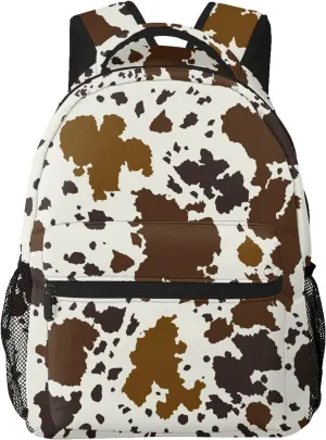 Brown Cow Print Backpack For School Laptop Bags Bookbag Big Casual Daypack For Student Girls Boys Kids Teens Travel Sports Work
