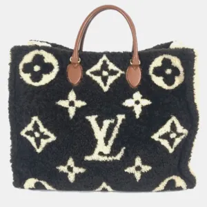 Brown Shearling Monogram Giant Onthego Teddy GM Tote Bag