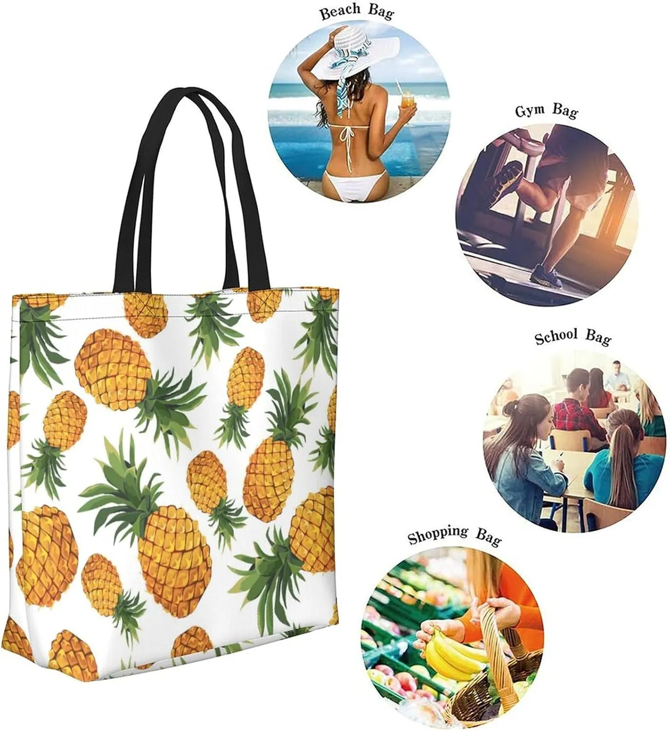 Canvas Tote Bag - Large Women's Casual Shoulder Handbag - Reusable Beach & Shopping Grocery Bag for Outdoors