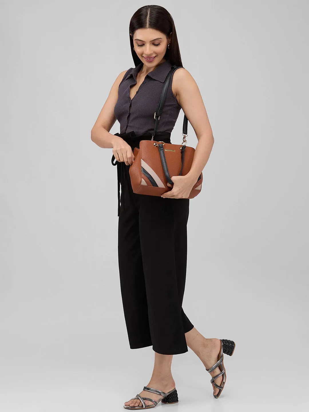 Caprese Ember Satchel Small Tan Handbag