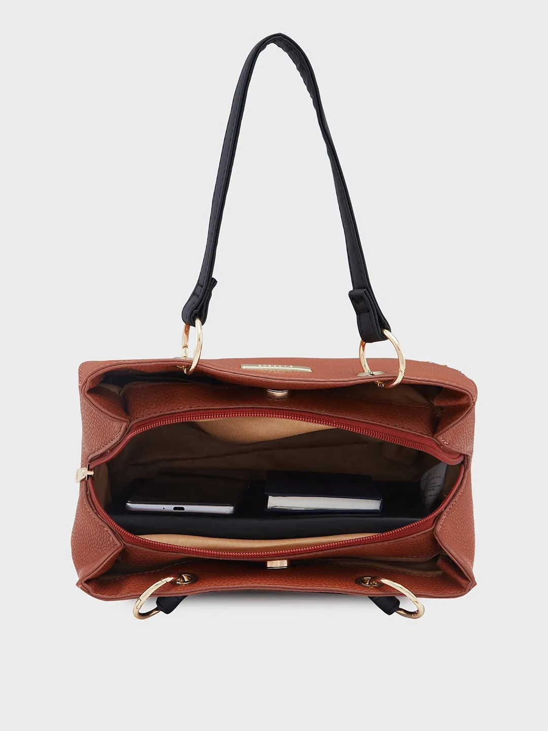 Caprese Ember Satchel Small Tan Handbag