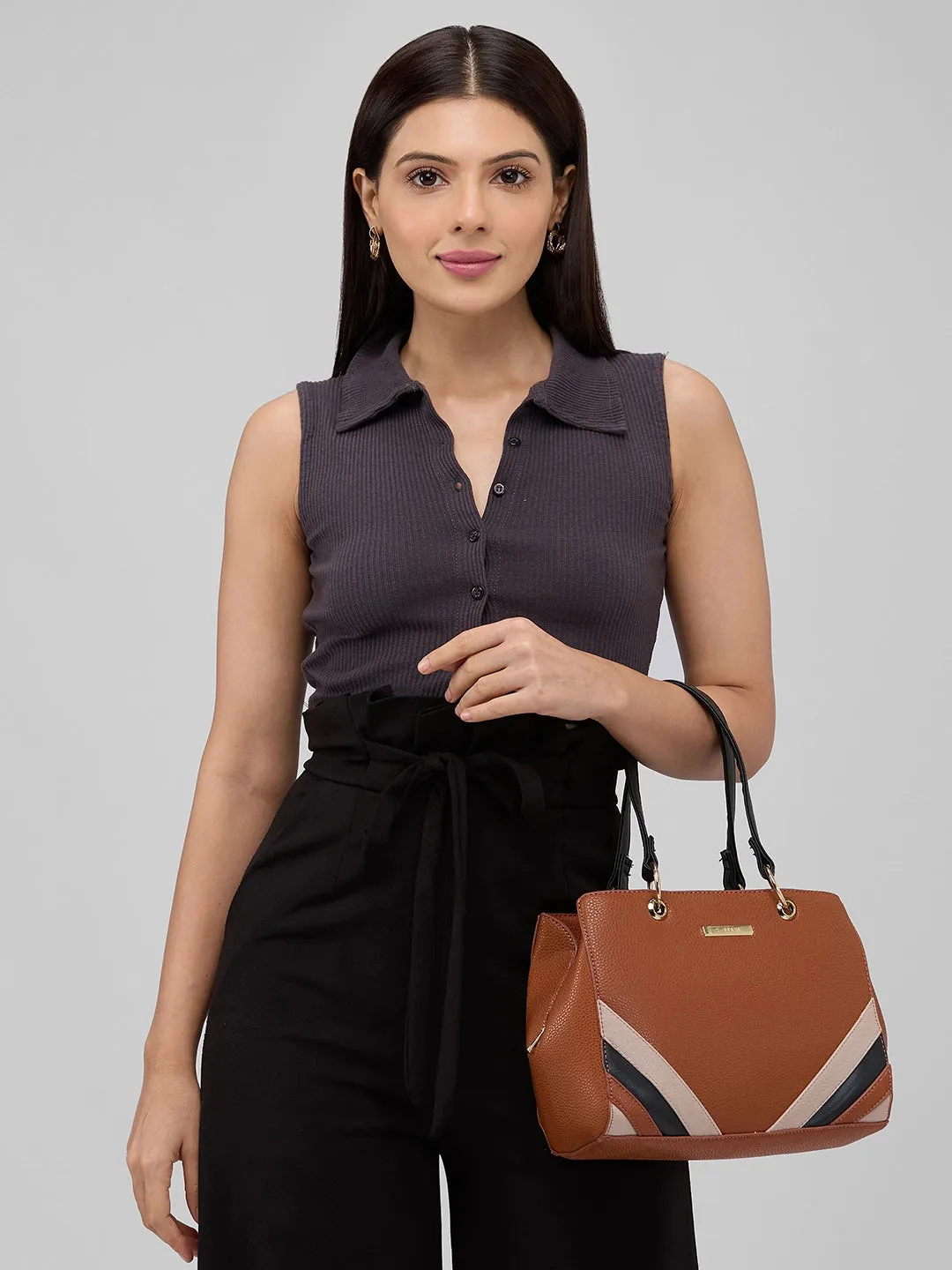 Caprese Ember Satchel Small Tan Handbag