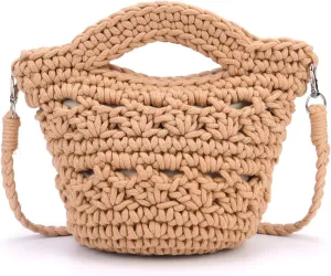 CHIC DIARY Women Straw Beach Bag Clutch Purse Small Crossbody Bag Woven Cotton Shoulder Handbag for Summer
