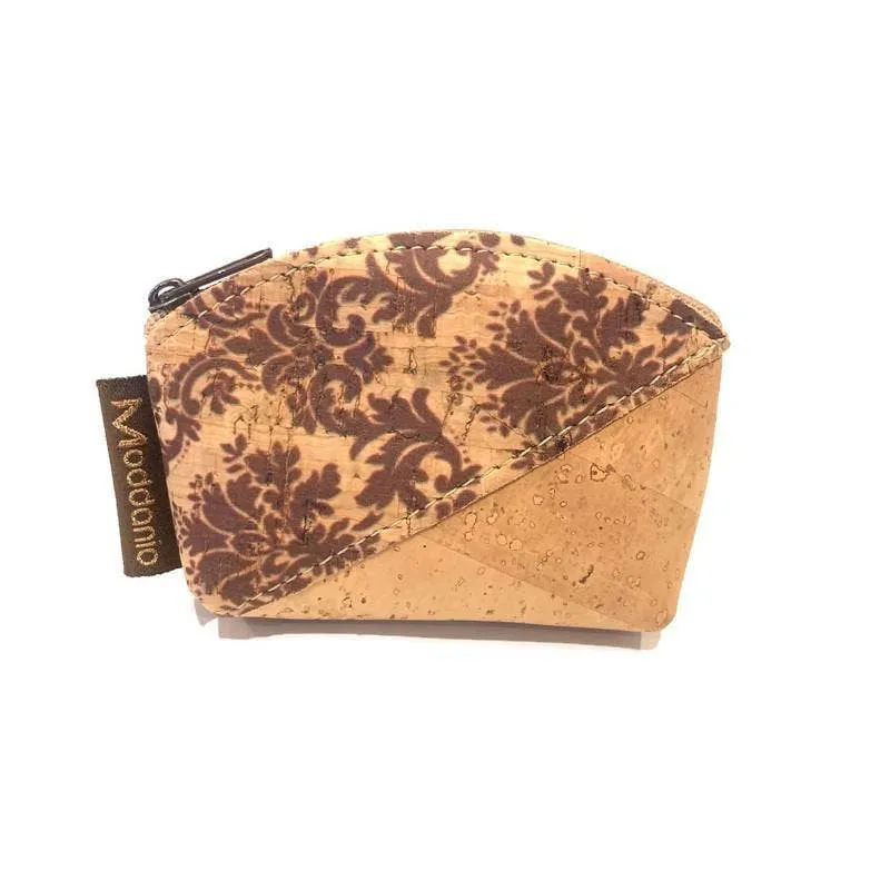 Cork Mini Coin Purse and Small Coin Pouch in a Paisley Classic Pattern