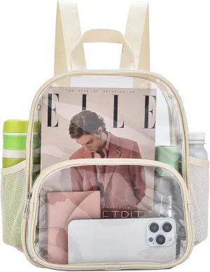 Cream Clear Event Backpack 12x12x6 with Front Pocket, Women's Fashion, Multi-Sport, 11.5"L x 9.5"W x 6"H