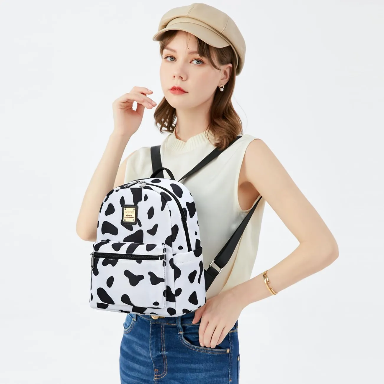 Cusangel Cow Small Purse Backpack For Women, Small Backpack,Mini Backpack Purse for Women Girls,10L little cute backpack,teen Girl work travel Shopping malls, farms, para daypack,mochila vaca pequea