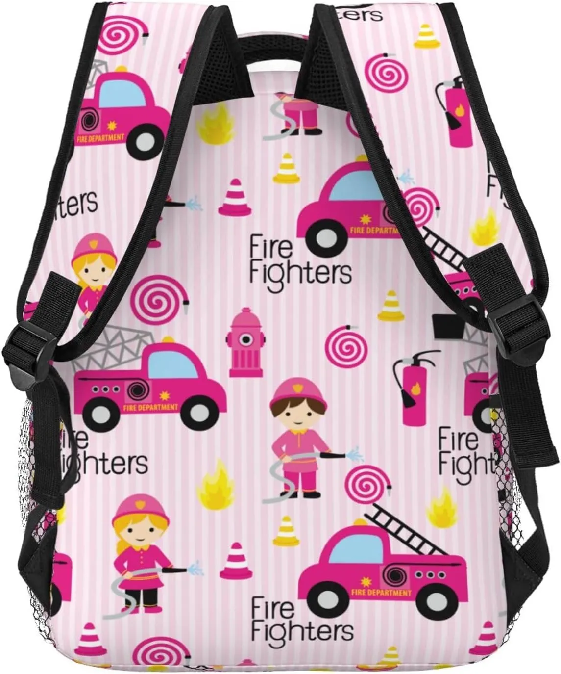 Cute Pink Firefighter Girl Girly Backpack For School Laptop Bags Bookbag Big Casual Daypack For Student Girls Boys Kids Teens Travel Sports Work