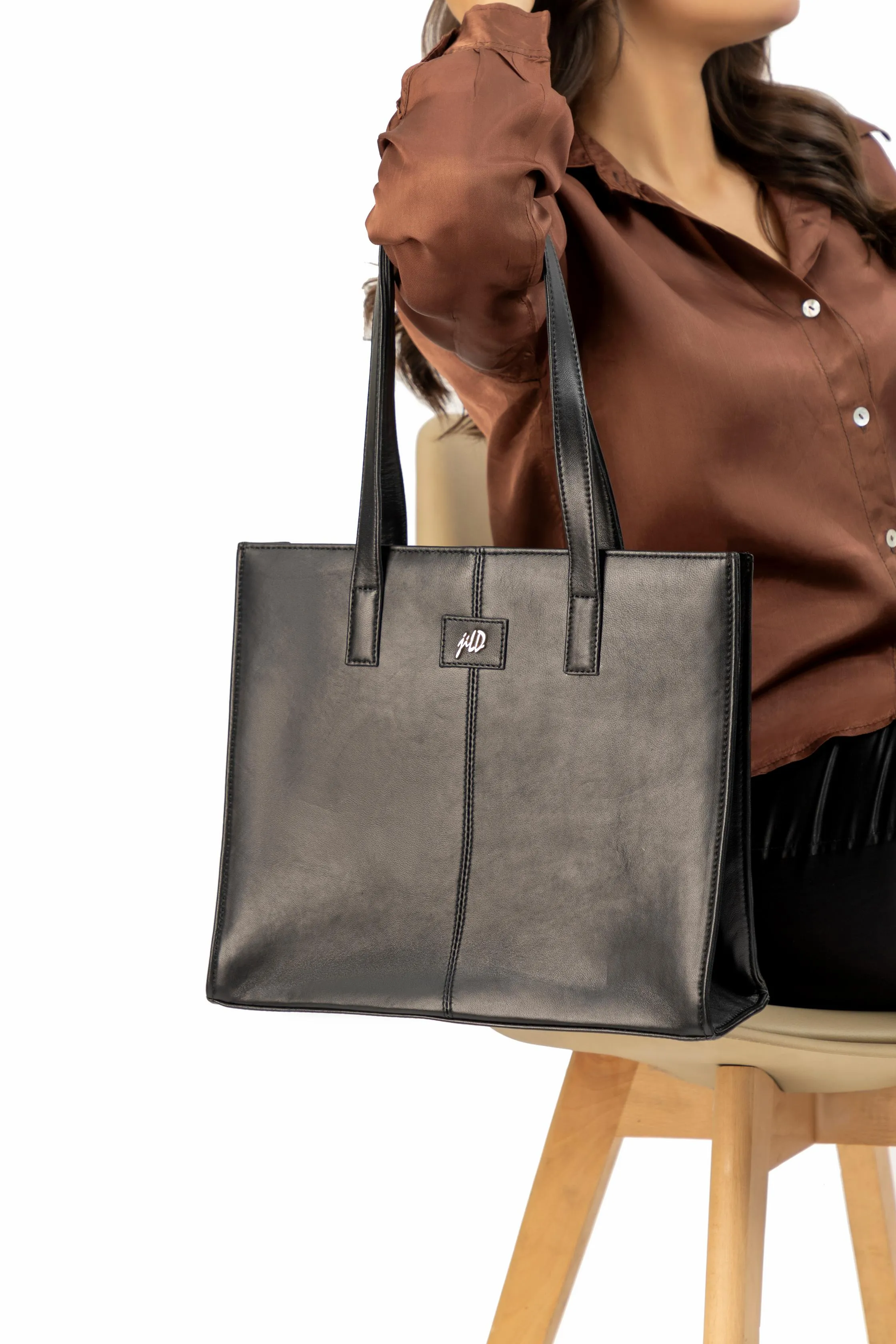 Everyday Women's Leather  Zipper Tote Bag-Black