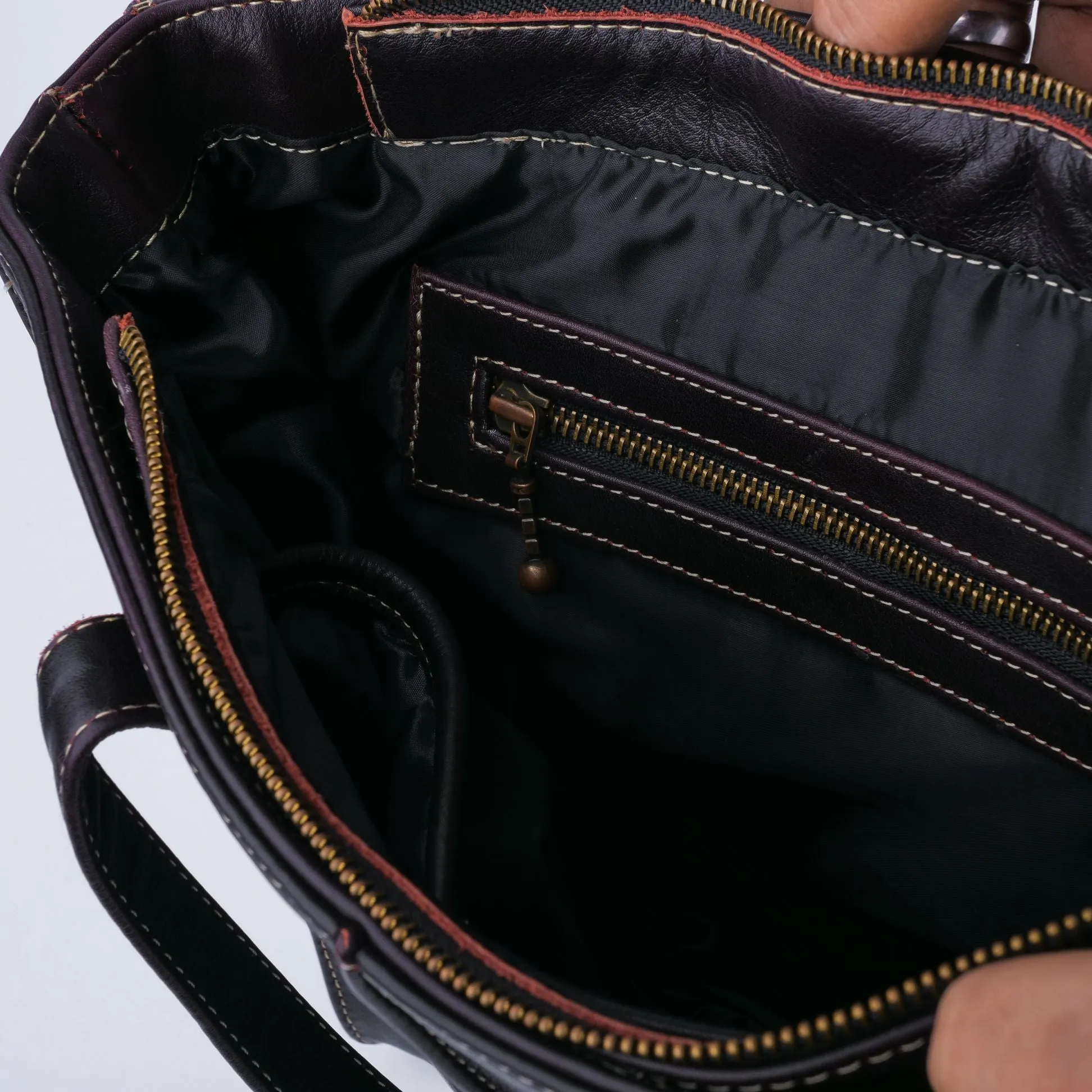Everyday Women's Leather  Zipper Tote Bag-Black