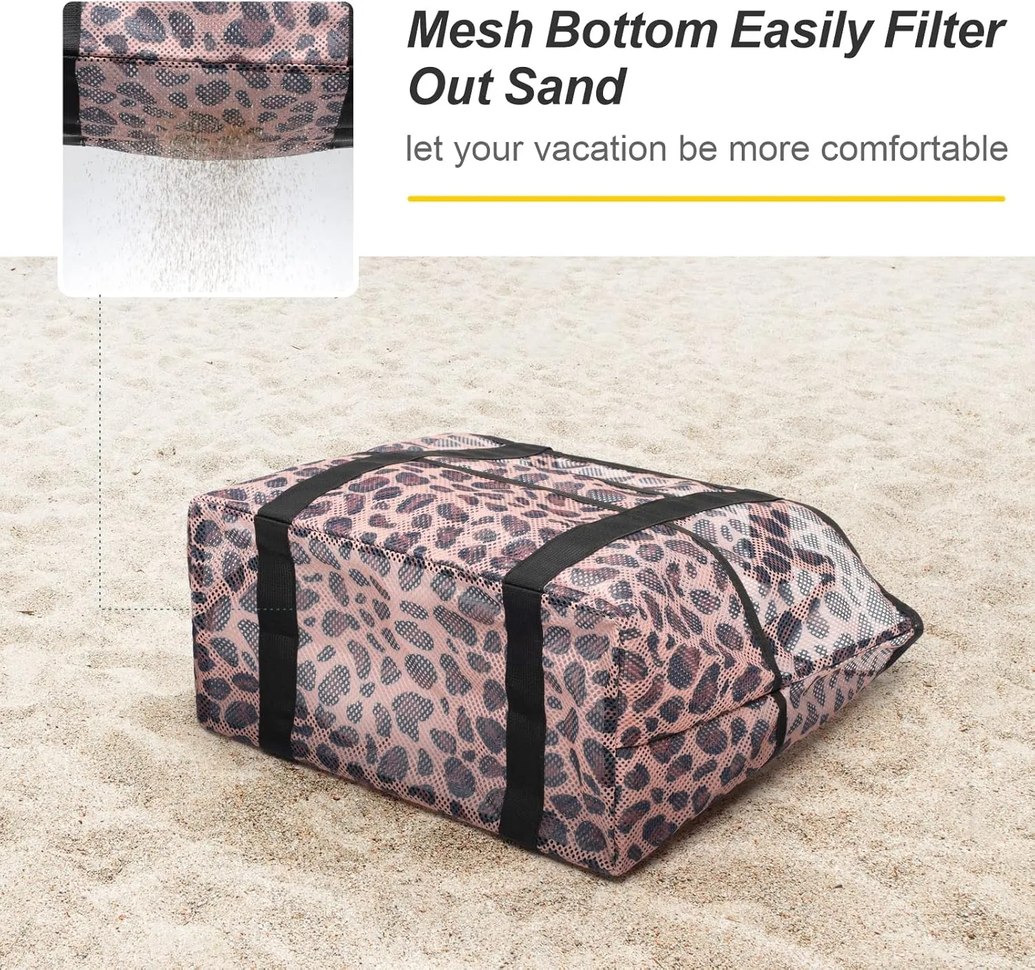 F-color Mesh Beach Bag Family - Beach Tote 9 Pockets Cruise Vacation Essentials
