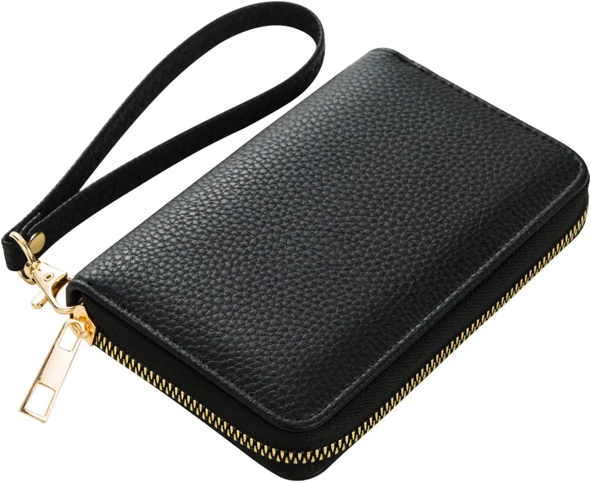 FACAI RFID Wallet Women, Small Wallet for Women, Credit Card Holder, Wristlet Wallet with ID Window Black