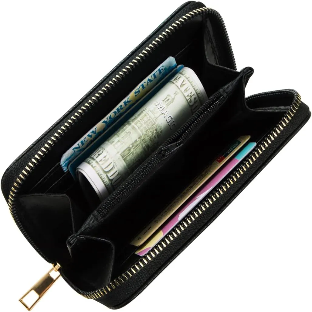 FACAI RFID Wallet Women, Small Wallet for Women, Credit Card Holder, Wristlet Wallet with ID Window Black