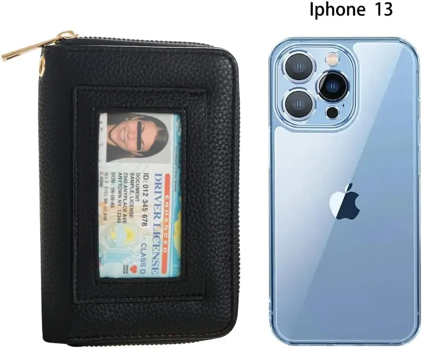 FACAI RFID Wallet Women, Small Wallet for Women, Credit Card Holder, Wristlet Wallet with ID Window Black