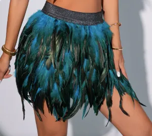 Feathers Top & Skirt Party X Rave Festival Outfit Festival Outfit