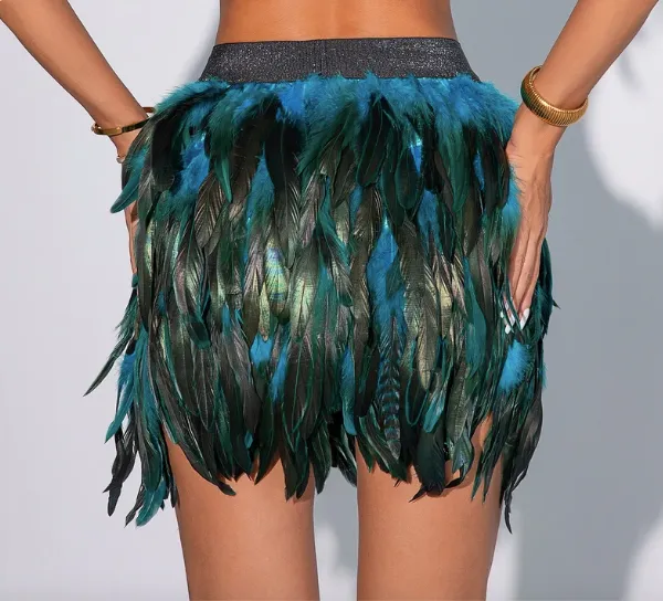 Feathers Top & Skirt Party X Rave Festival Outfit Festival Outfit