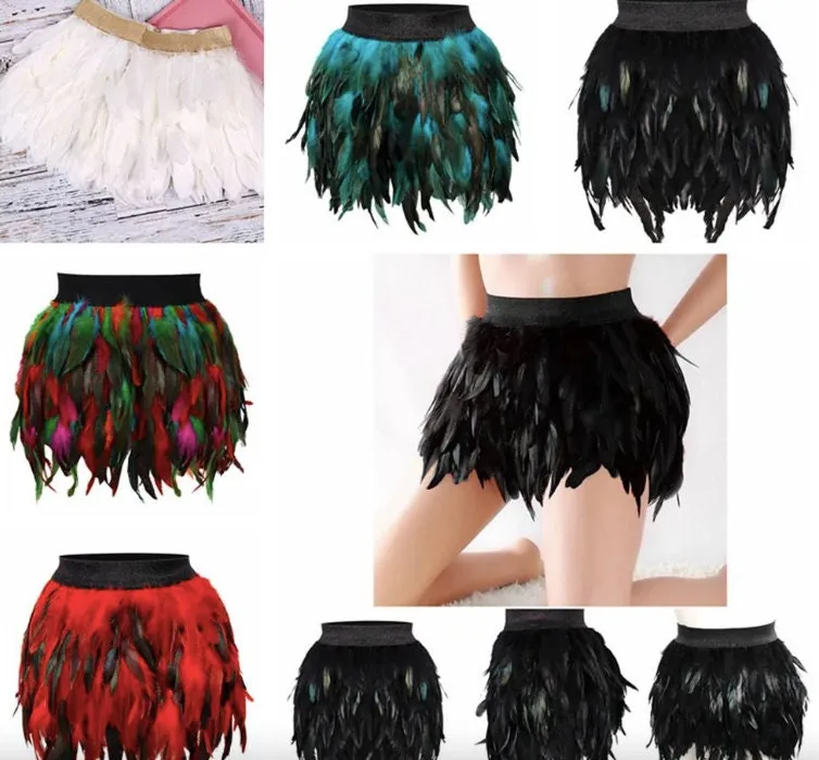 Festival Outfit Feather TOP Feather Set Outfit SKIRT Peacock Feathers Harness Costume Bohemian Gipsy Cowgirl Burning Man Bride Party Outfit