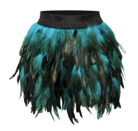 Festival Outfit Feather TOP Feather Set Outfit SKIRT Peacock Feathers Harness Costume Bohemian Gipsy Cowgirl Burning Man Bride Party Outfit