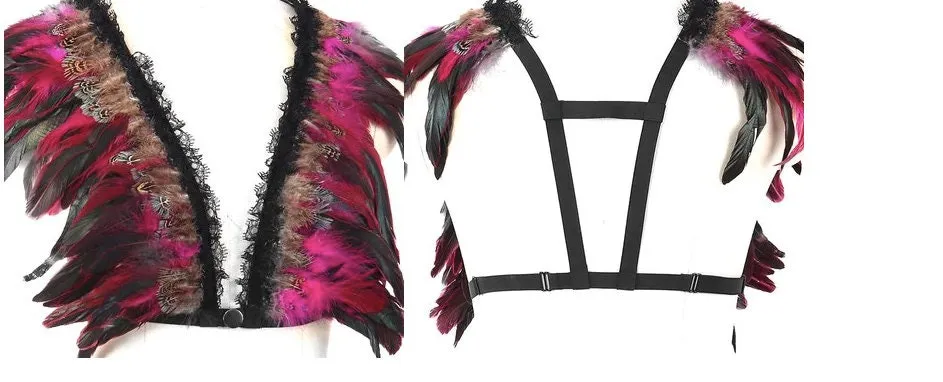 Festival Outfit Feather TOP Feather Set Outfit SKIRT Peacock Feathers Harness Costume Bohemian Gipsy Cowgirl Burning Man Bride Party Outfit