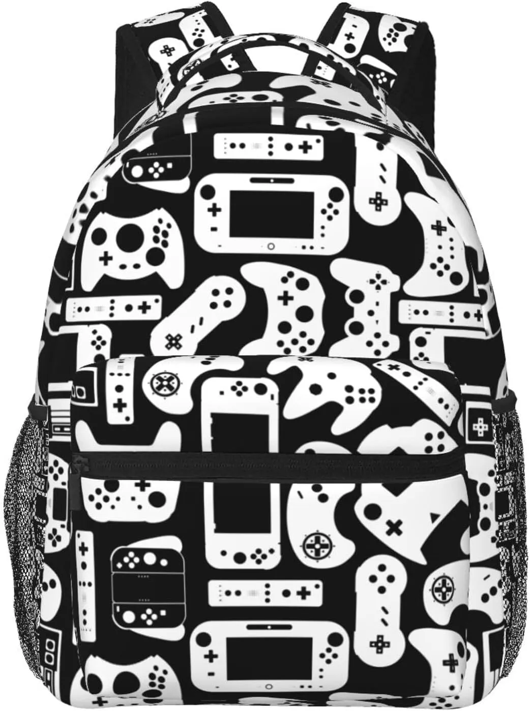 Gamer Game Controller Black And White Backpack For School Laptop Bags Bookbag Big Casual Daypack For Student Girls Boys Kids Teens Travel Sports Work