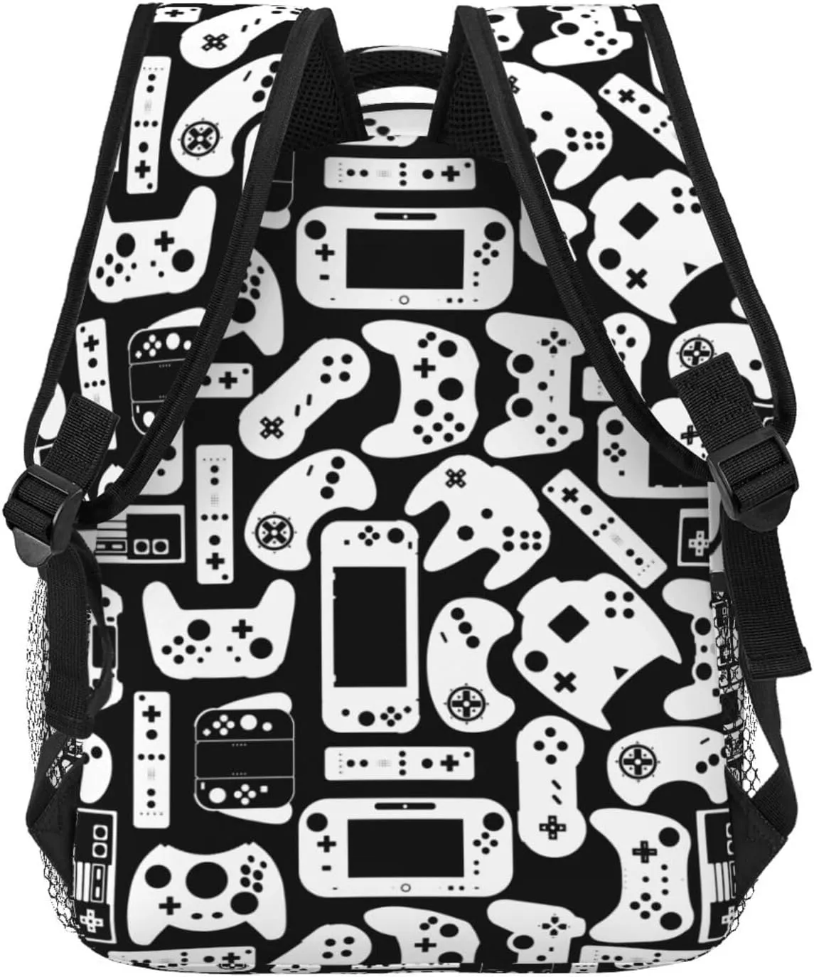 Gamer Game Controller Black And White Backpack For School Laptop Bags Bookbag Big Casual Daypack For Student Girls Boys Kids Teens Travel Sports Work