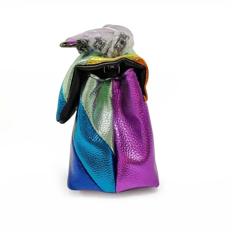 Genuine Leather Rainbow Patchwork Crossbody - Trendy, Colorful & Chic - Clearance