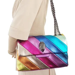 Genuine Leather Rainbow Patchwork Crossbody - Trendy, Colorful & Chic - Clearance