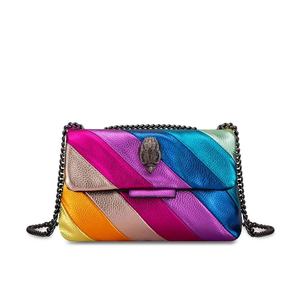 Genuine Leather Rainbow Patchwork Crossbody - Trendy, Colorful & Chic - Clearance