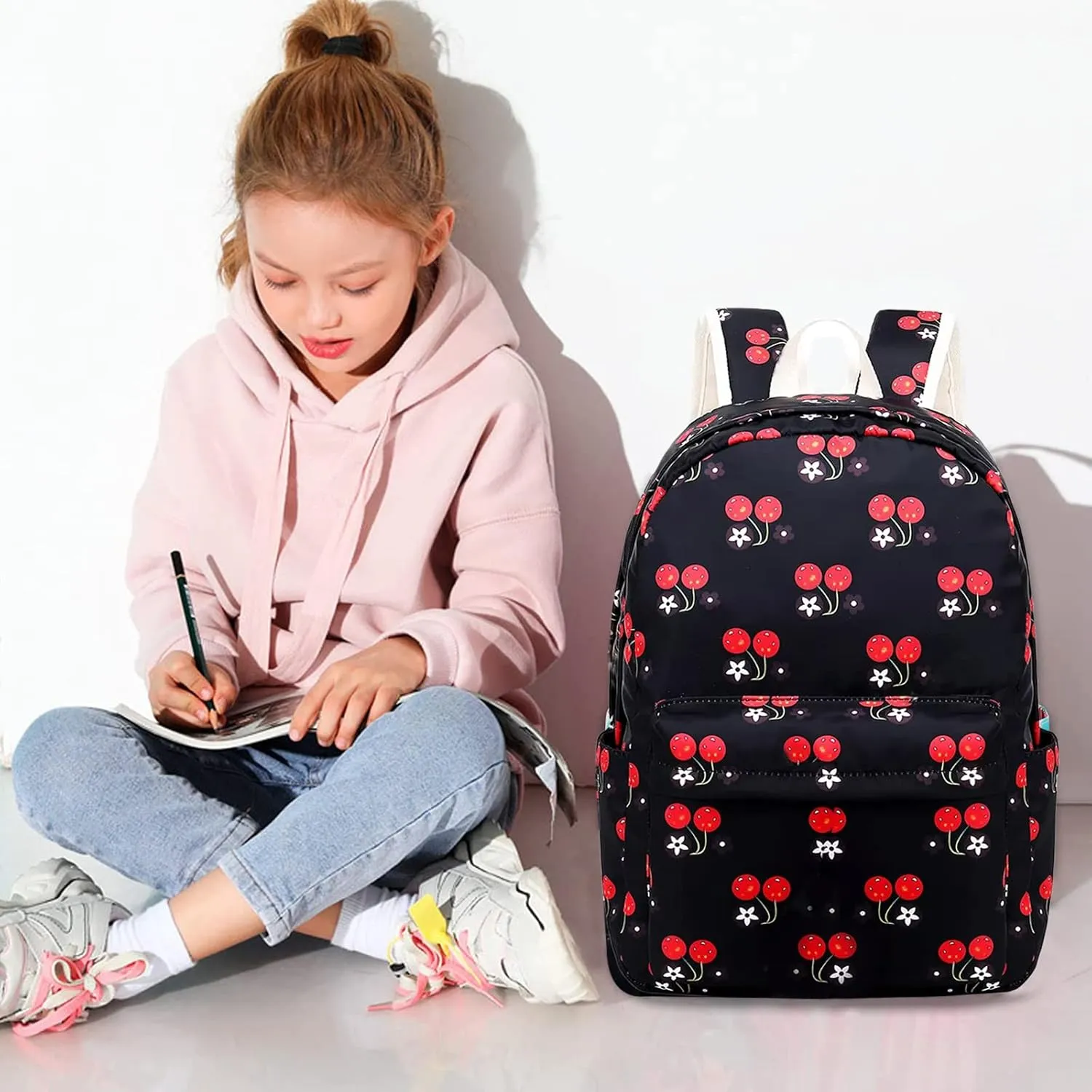 Joyfulife Girls Backpacks Kids Bookbags Teen Backpacks for School Student Backpack with Lunch Box Pencil Bags 3 in 1