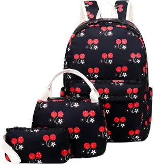 Joyfulife Girls Backpacks Kids Bookbags Teen Backpacks for School Student Backpack with Lunch Box Pencil Bags 3 in 1