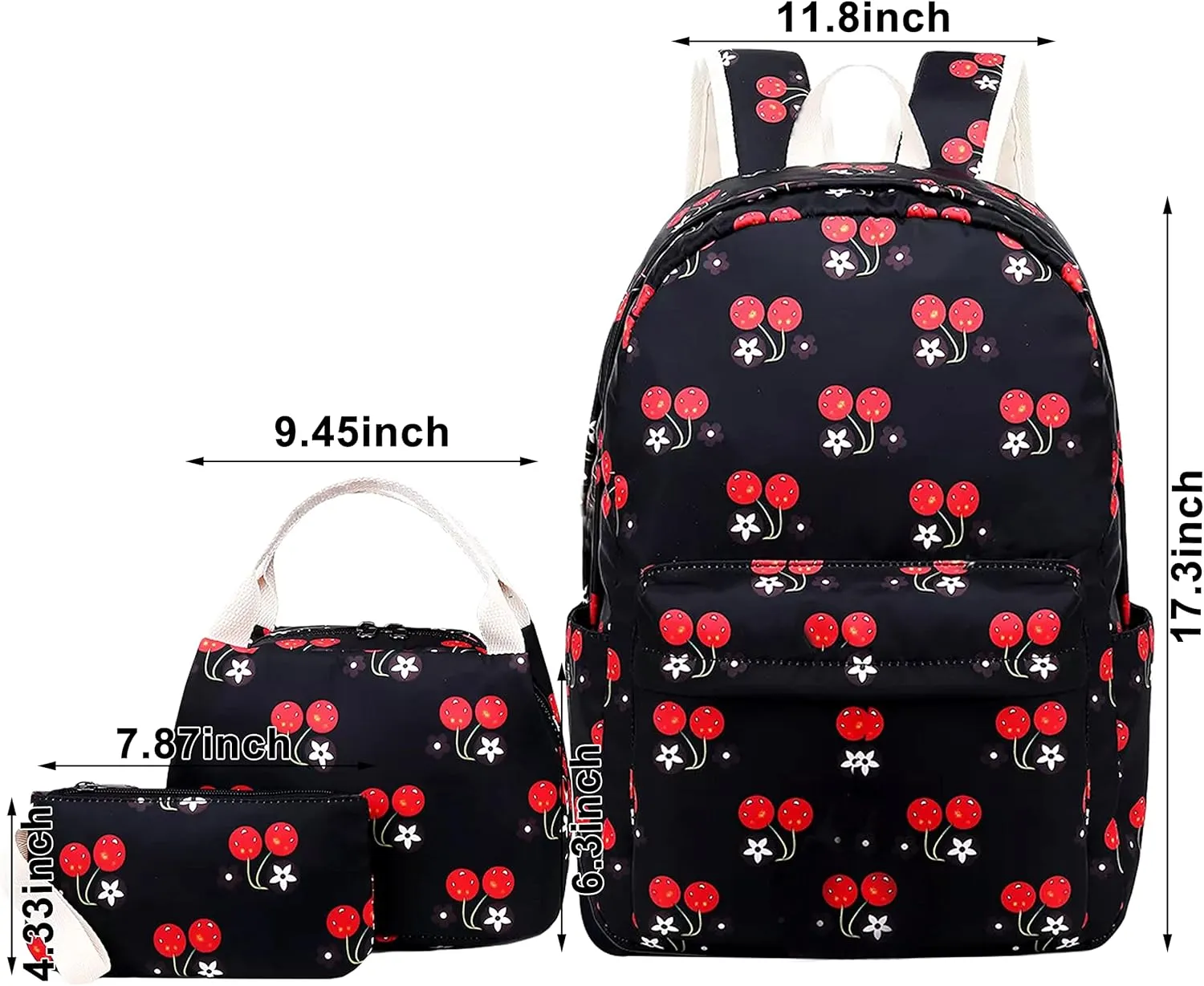 Joyfulife Girls Backpacks Kids Bookbags Teen Backpacks for School Student Backpack with Lunch Box Pencil Bags 3 in 1