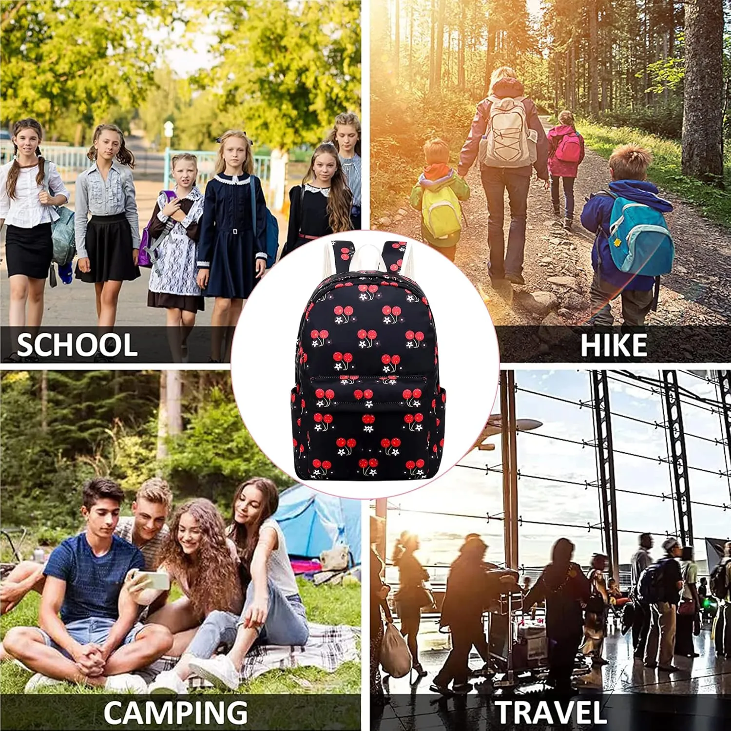 Joyfulife Girls Backpacks Kids Bookbags Teen Backpacks for School Student Backpack with Lunch Box Pencil Bags 3 in 1