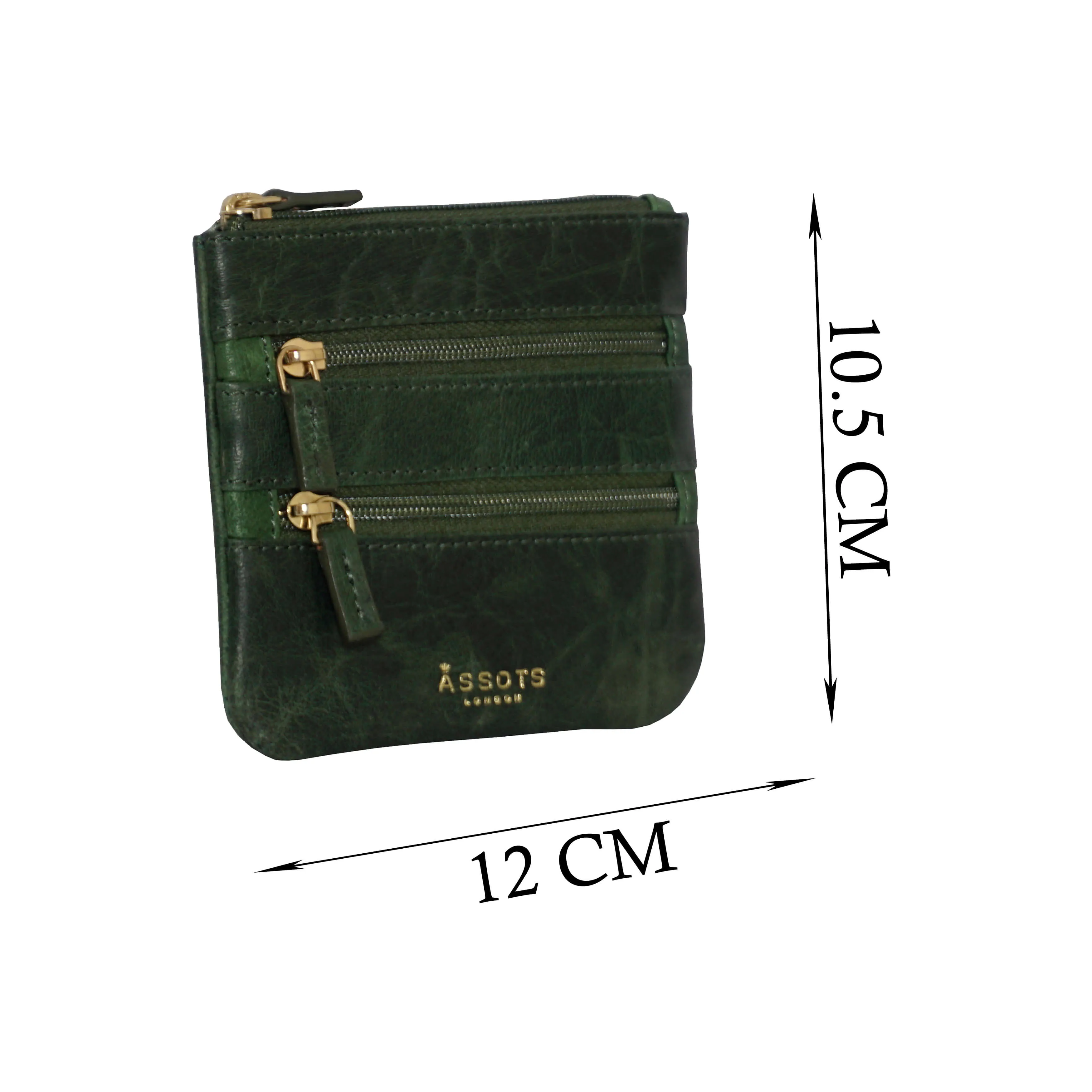 'LAURA' Tree Top Green Soft Small Zip Top Leather Coin Purse