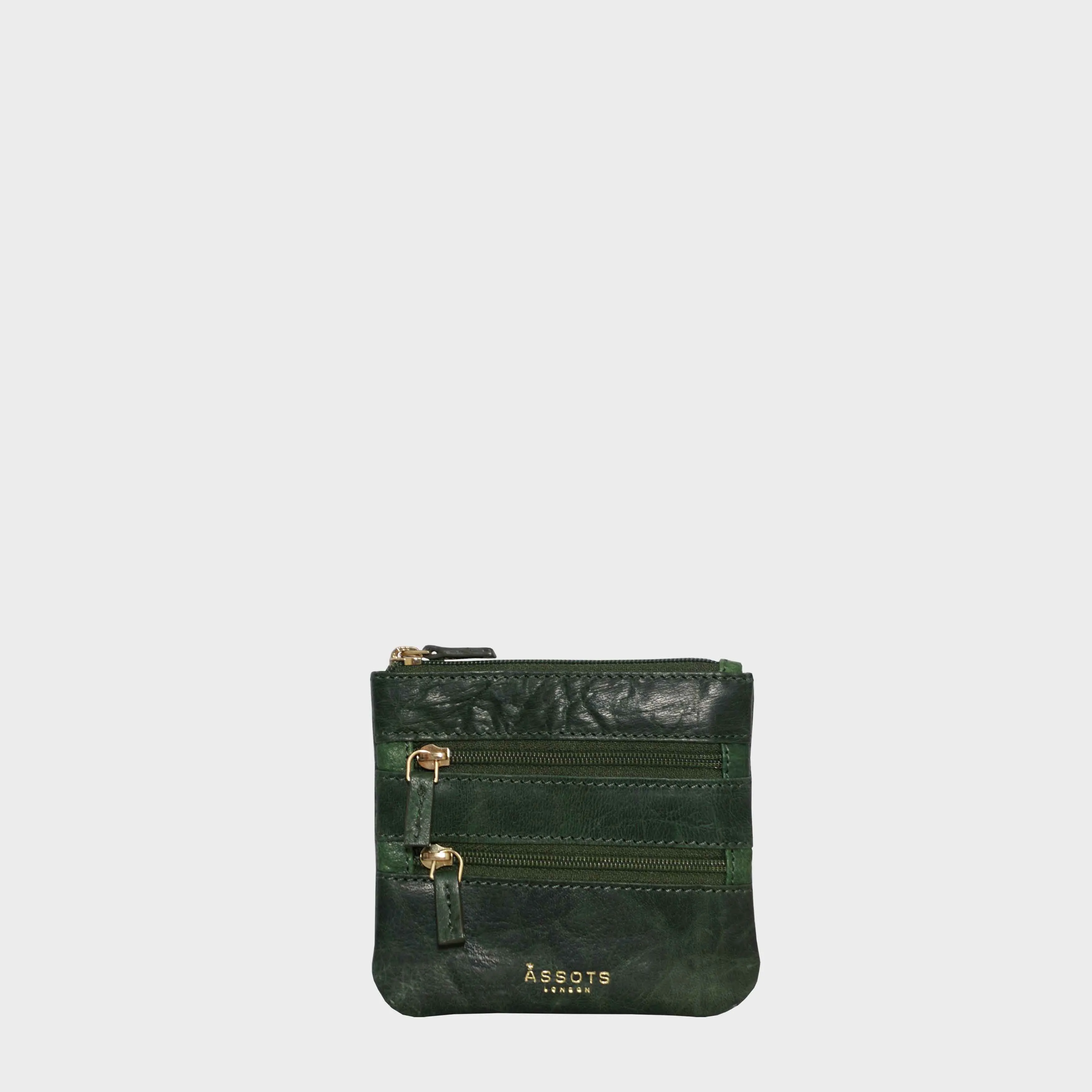 'LAURA' Tree Top Green Soft Small Zip Top Leather Coin Purse